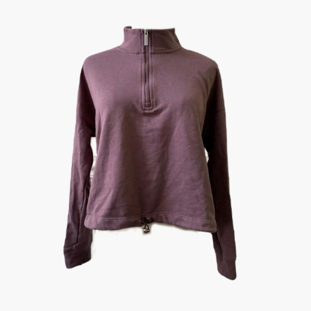 Calvin Klein Cropped 1/4 Zip Pullover Sweatshirt Java Purple